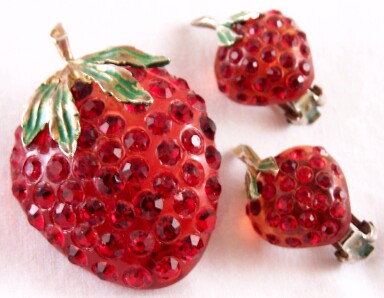 BP53 lucite forbidden fruit strawberry pin/ers